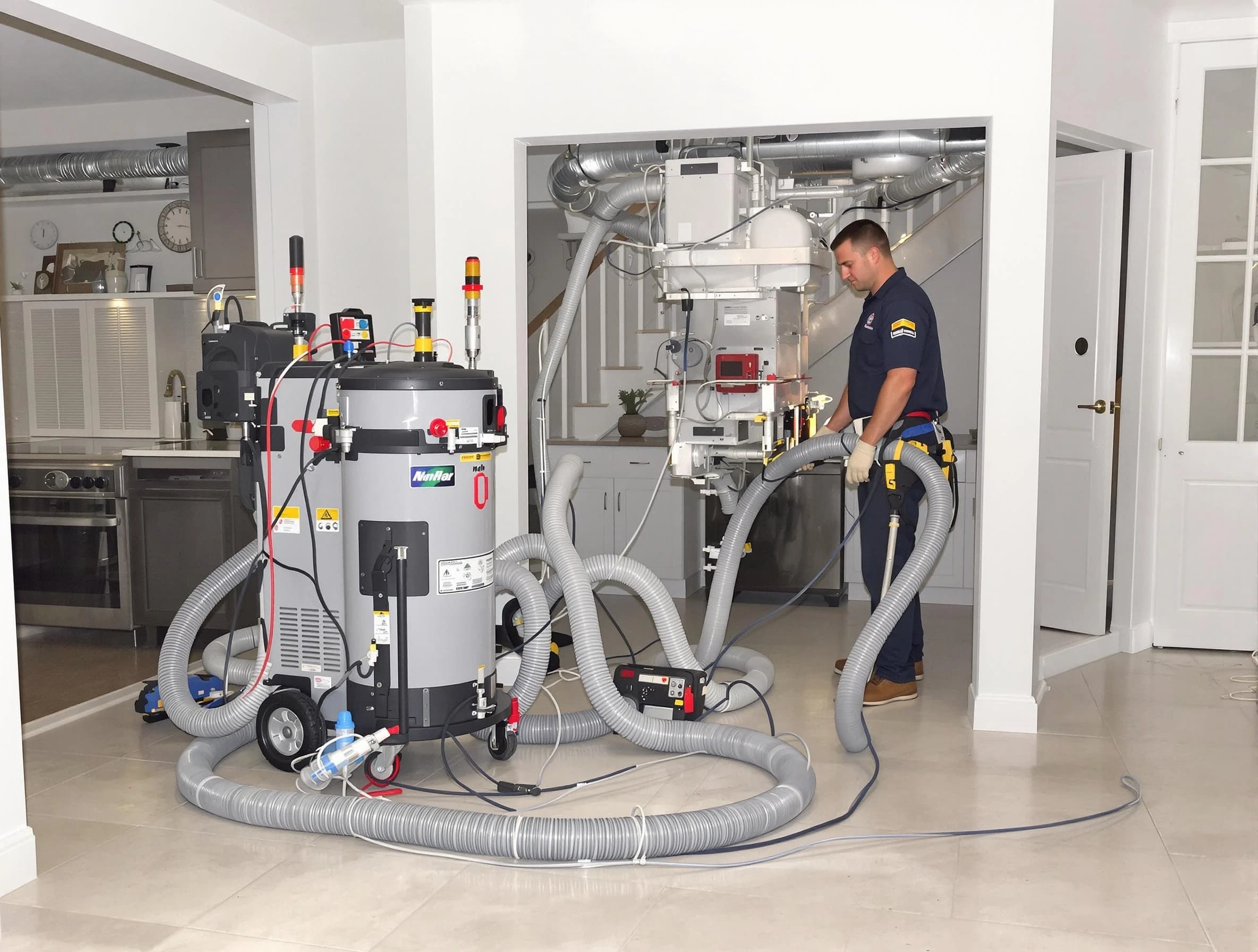 South Ogden Air Duct Cleaning technician operating negative pressure cleaning equipment for thorough duct maintenance in South Ogden