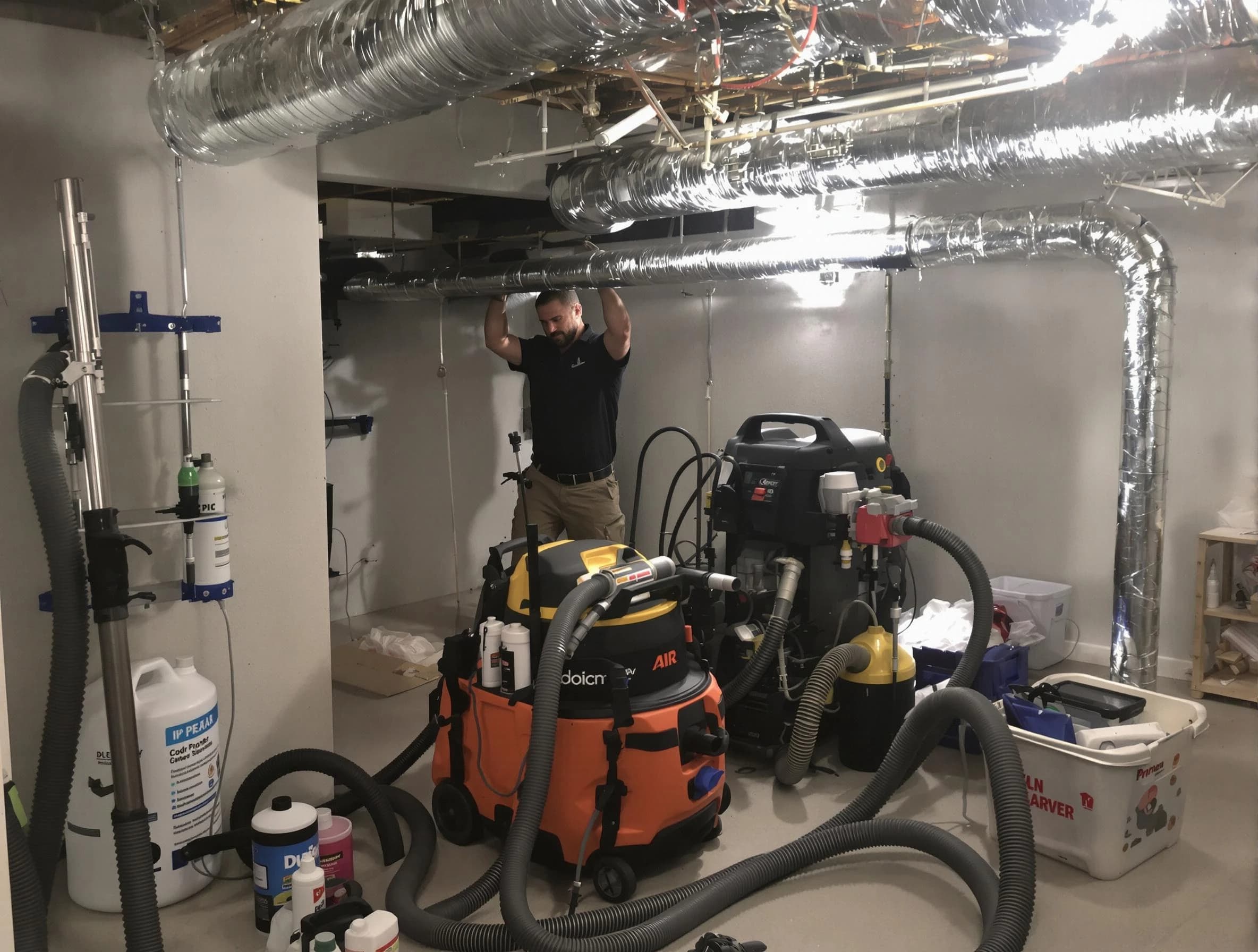 South Ogden Air Duct Cleaning specialist performing professional mold removal from air ducts using safety equipment in South Ogden