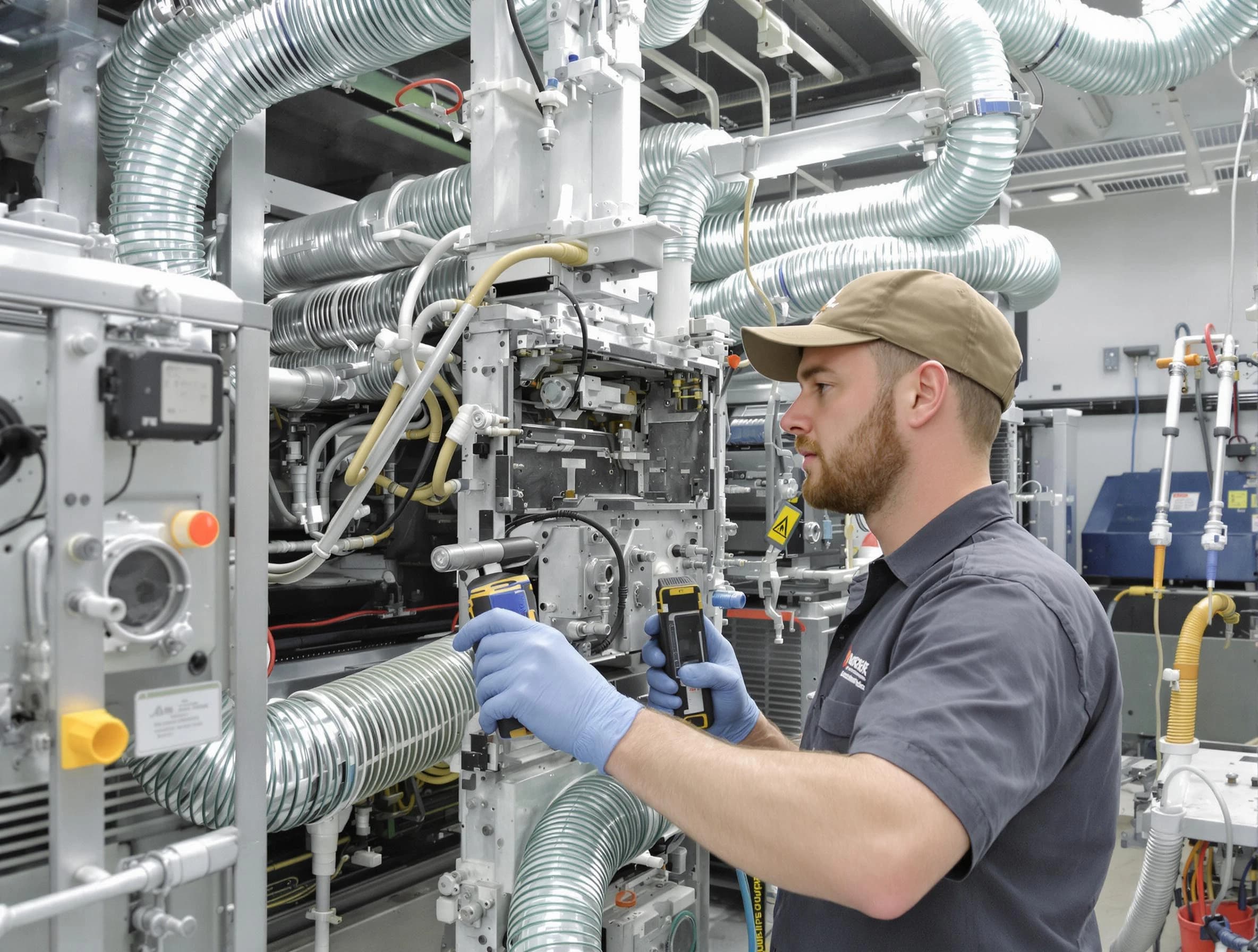 South Ogden Air Duct Cleaning technician performing precision commercial coil cleaning at a business facility in South Ogden