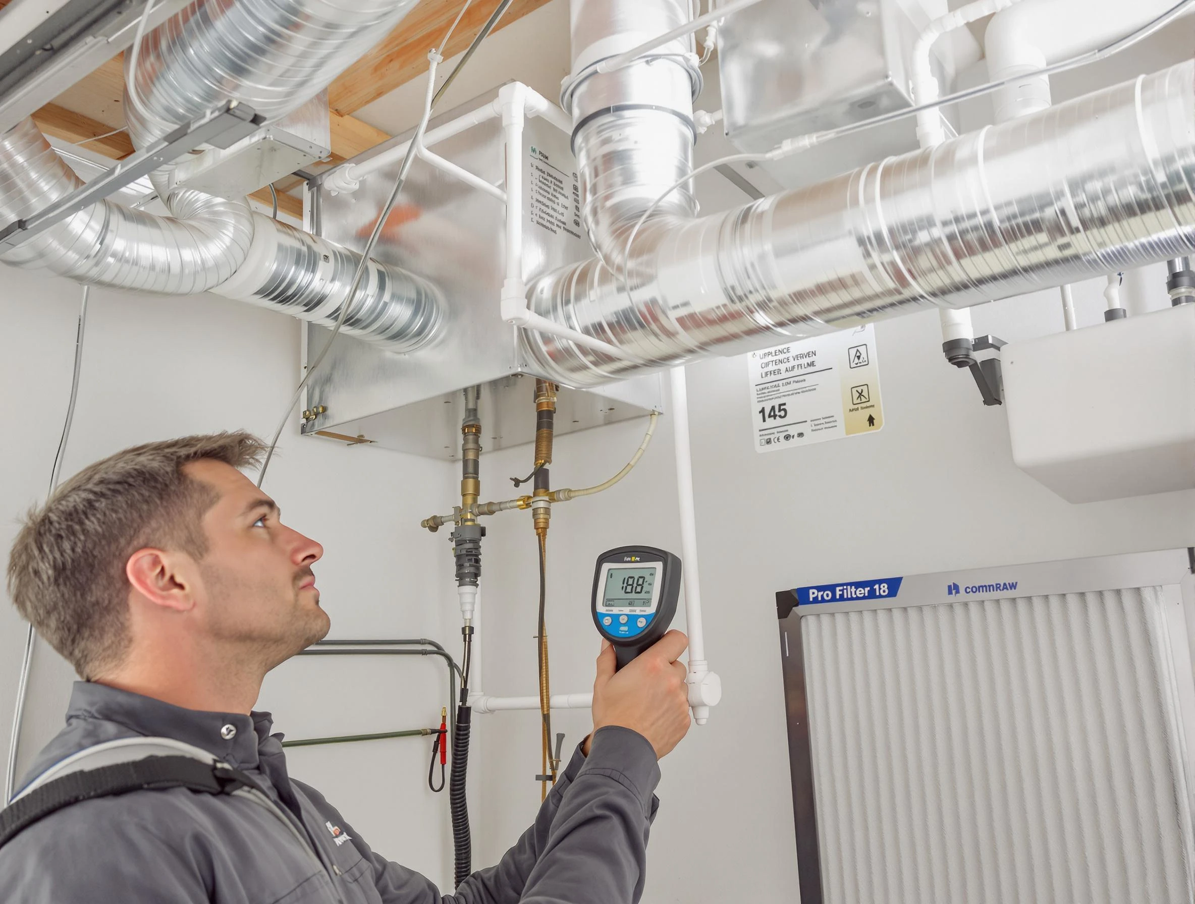 South Ogden Air Duct Cleaning expert conducting detailed filter system inspection using diagnostic tools in South Ogden